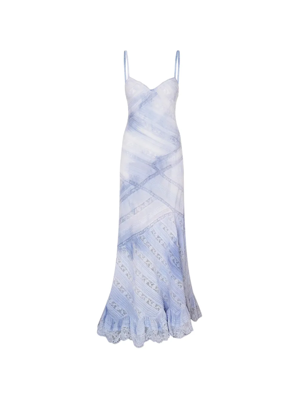 LoveShackFancy Eirene lace-trimmed ruffled maxi dress - Blue