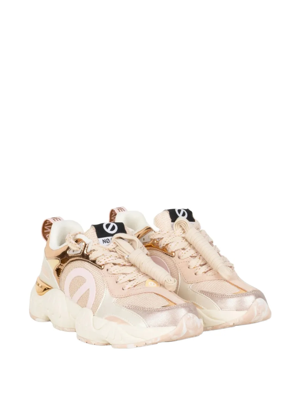 No Name Krazze metallic-finish panelled sneakers Roze