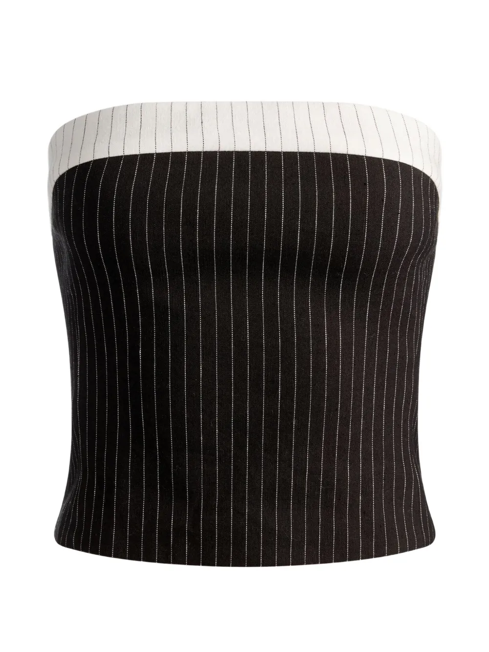 Alice And Olivia Kelly Pinstripe-pattern Strapless Top In Black