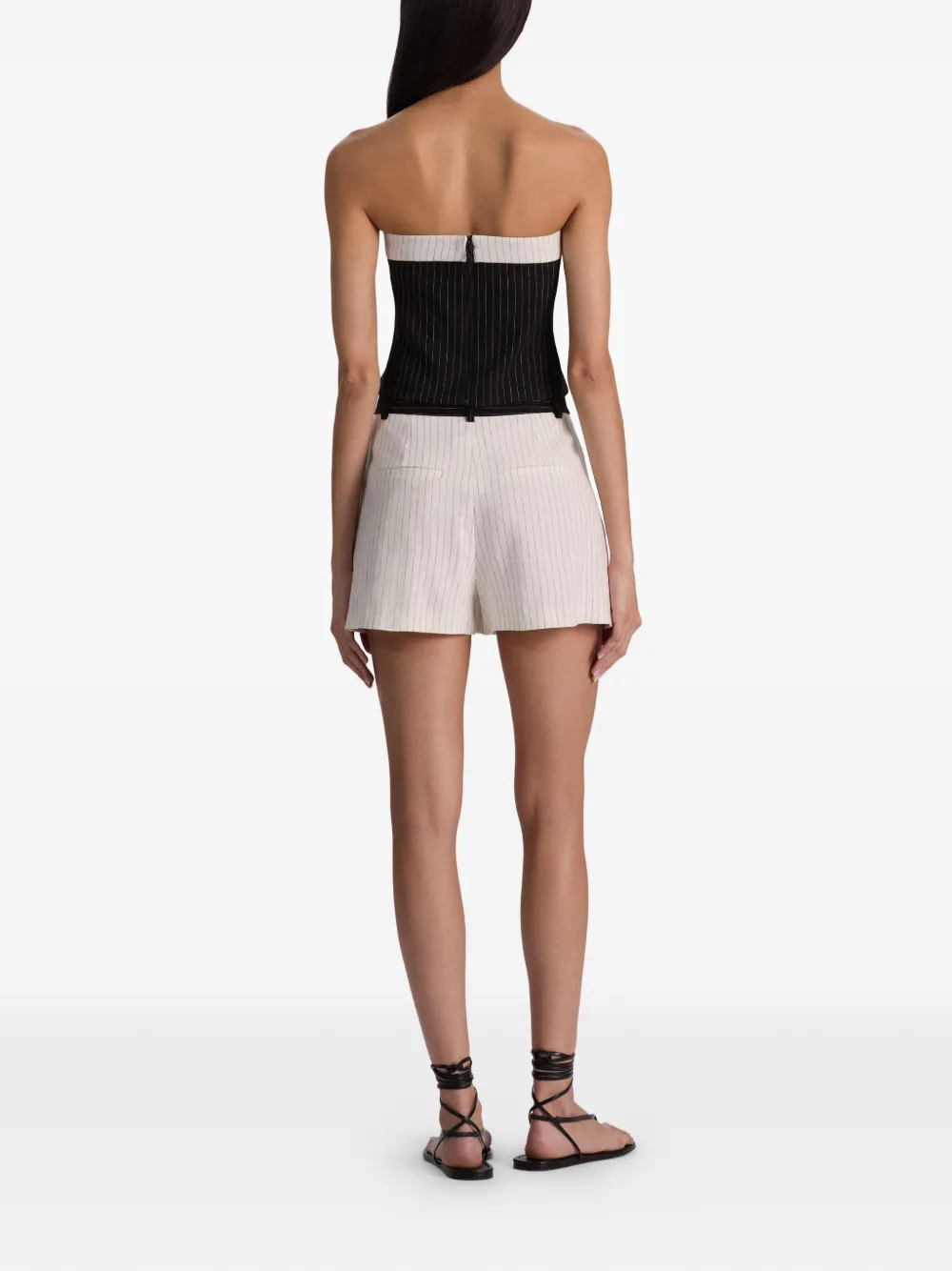 alice + olivia Kelly strapless top met streep Zwart