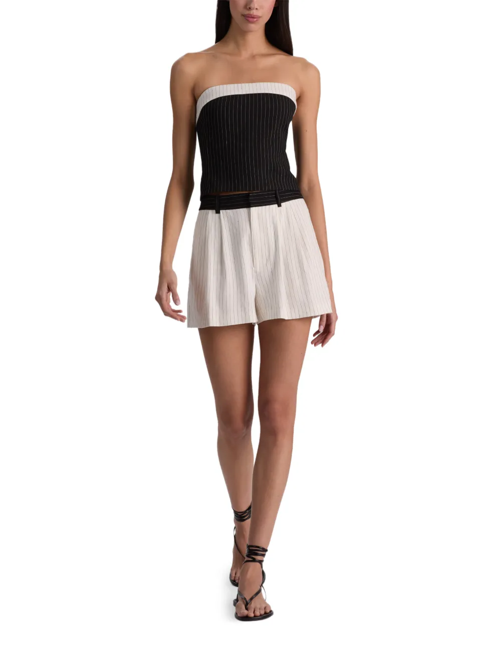 alice + olivia Kelly strapless top met streep Zwart
