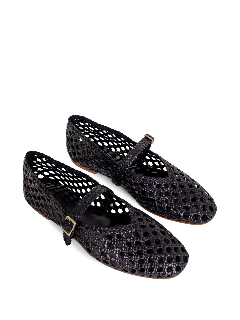 Fabio Rusconi Francy woven buckle-fastening ballet flats Zwart