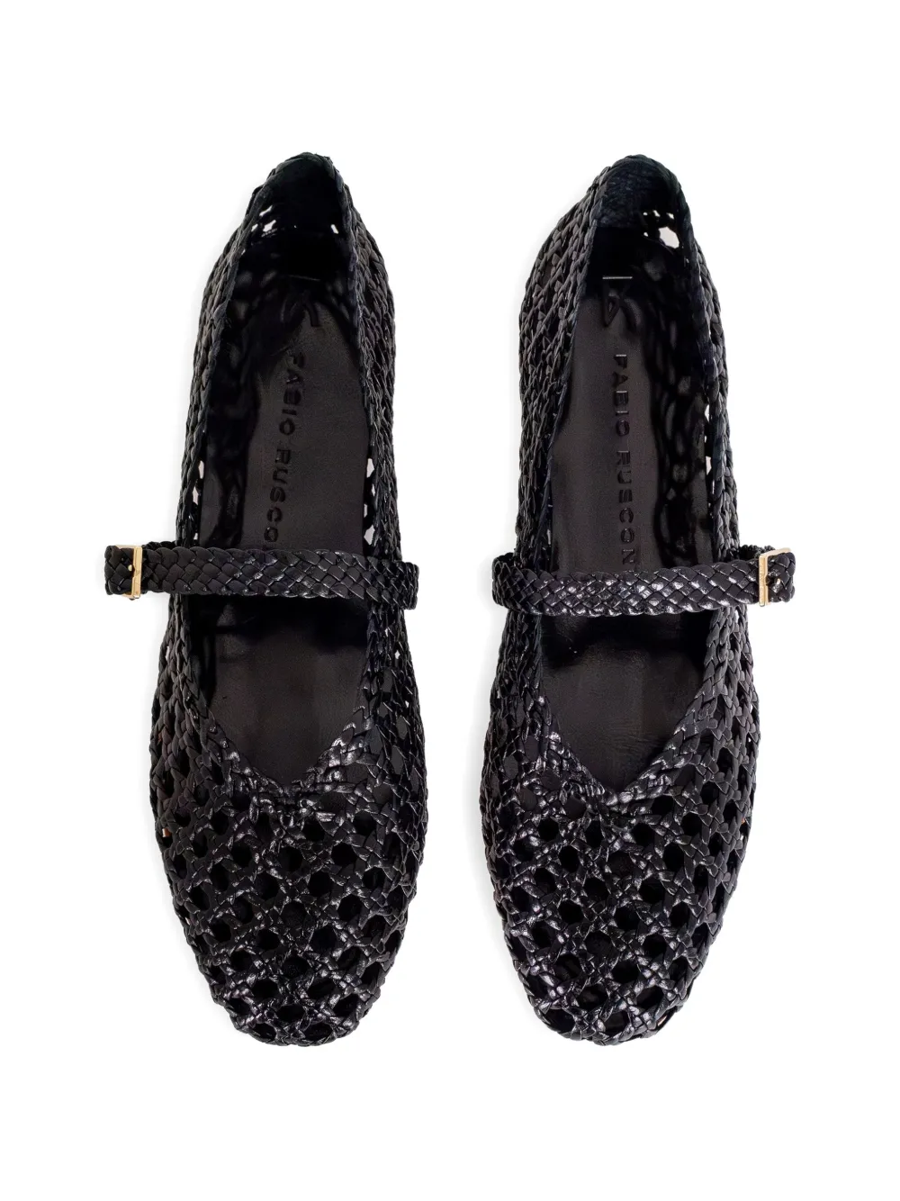 Fabio Rusconi Francy woven buckle-fastening ballet flats Zwart