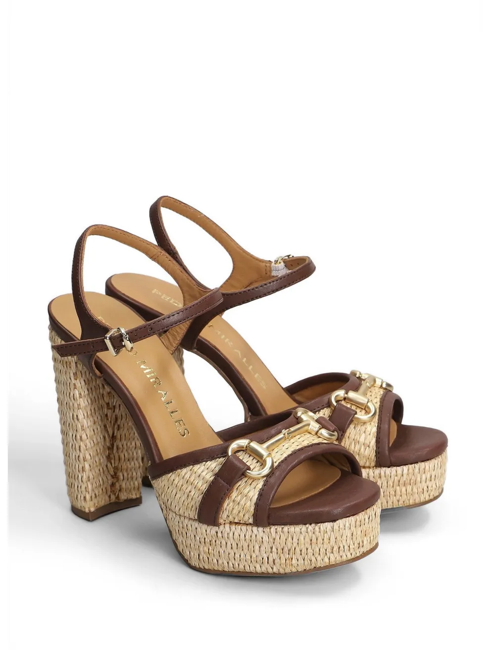 Pedro Miralles horsebit platform sandals Beige