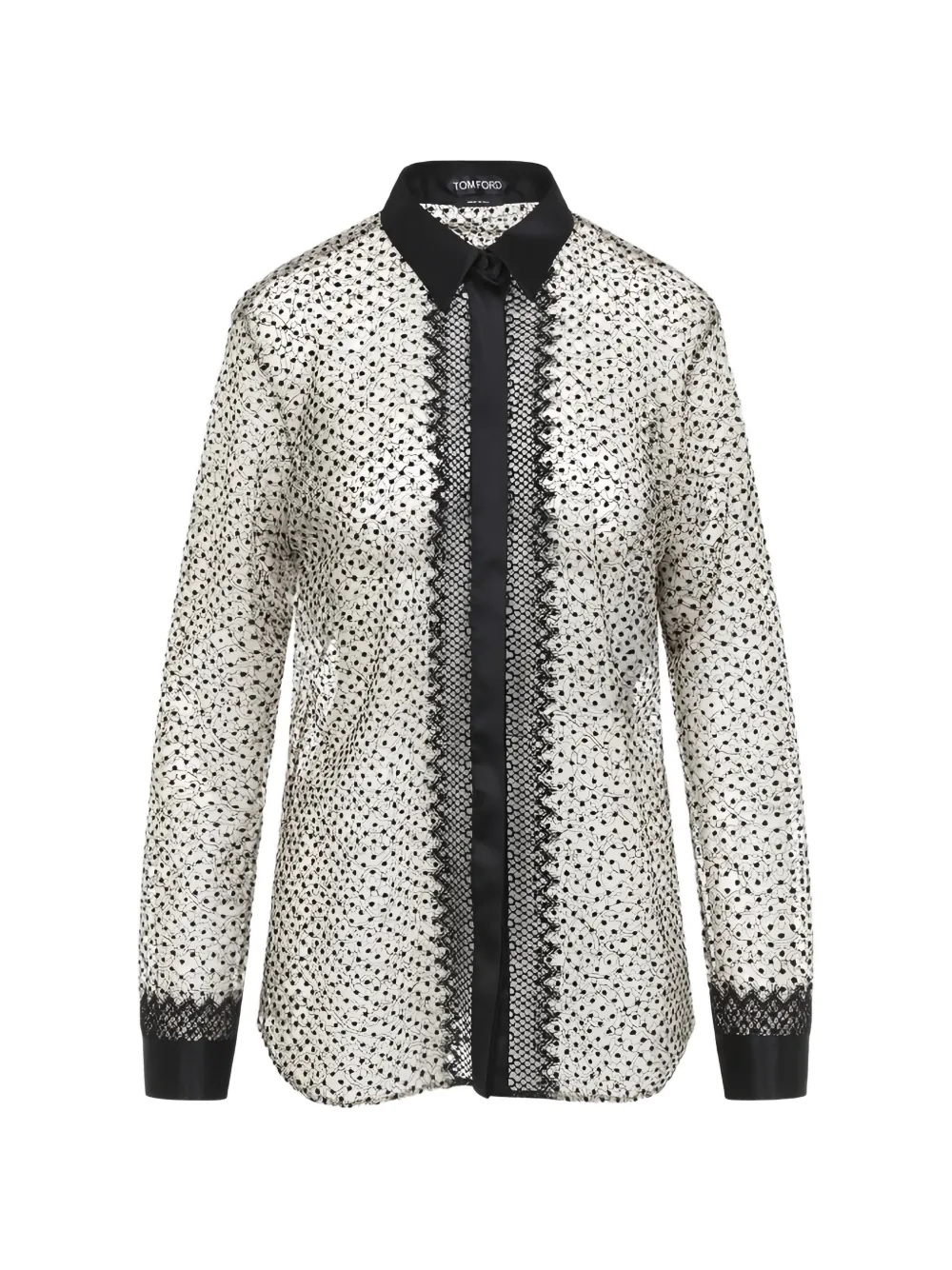 TOM FORD lace floral-pattern shirt - Neutrals