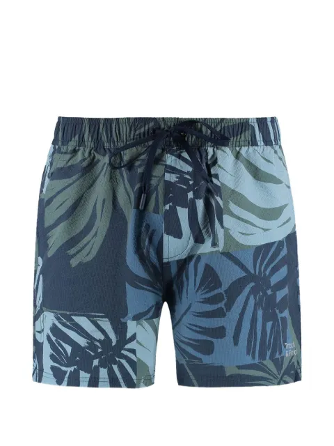 Track & Field leaf-print textured swim-shorts