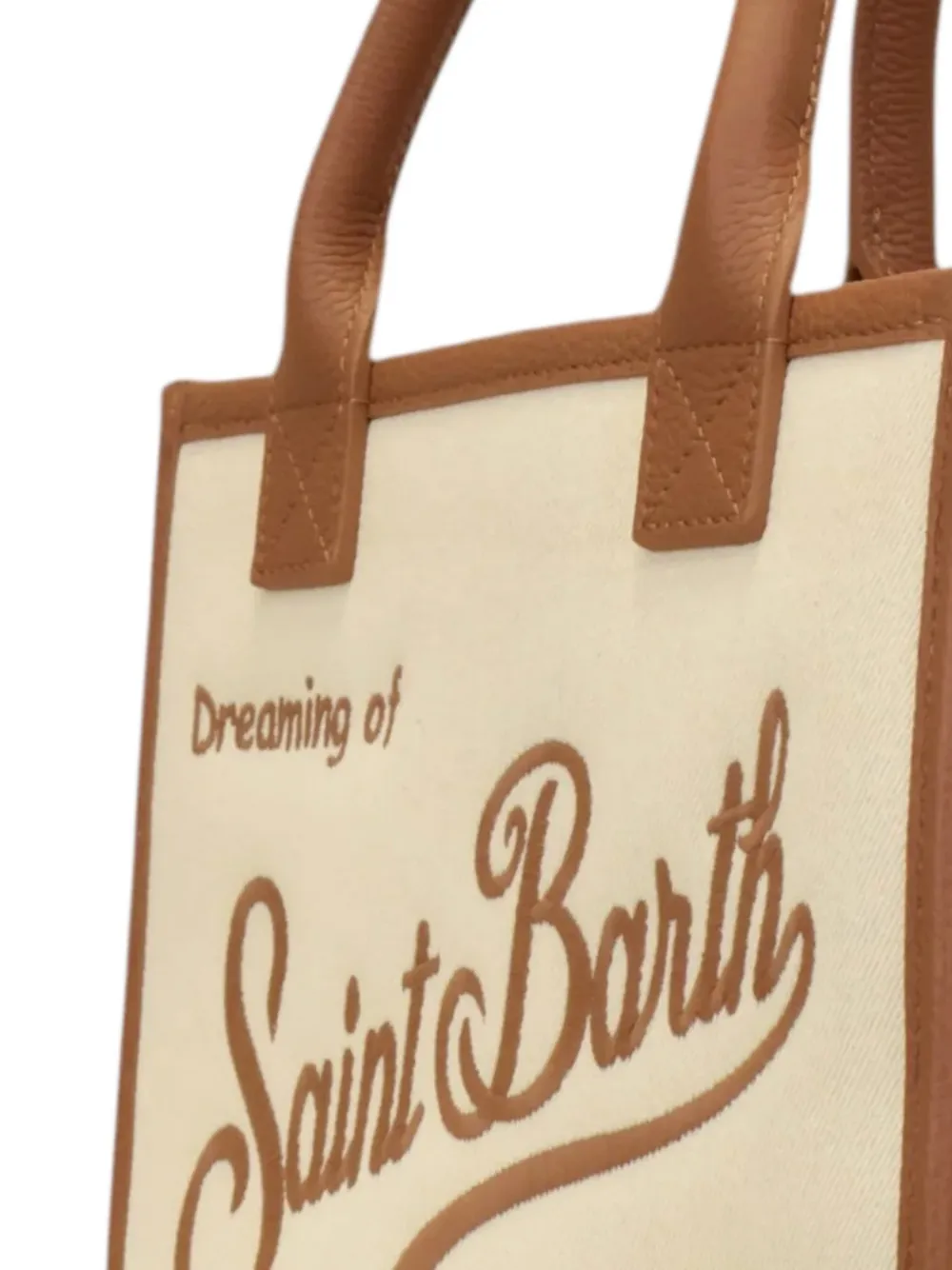 MC2 Saint Barth Schoudertas met geborduurd logo Beige