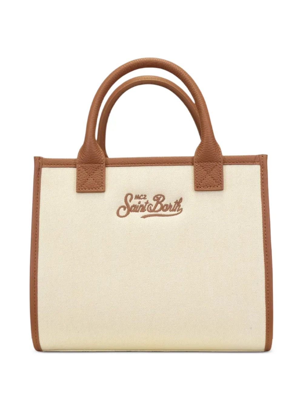 MC2 Saint Barth Schoudertas met geborduurd logo Beige