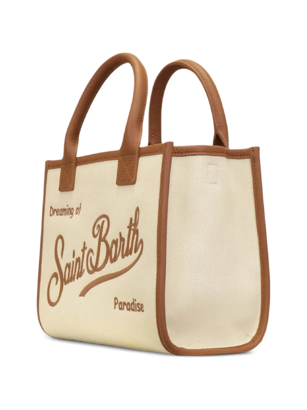 MC2 Saint Barth Schoudertas met geborduurd logo Beige