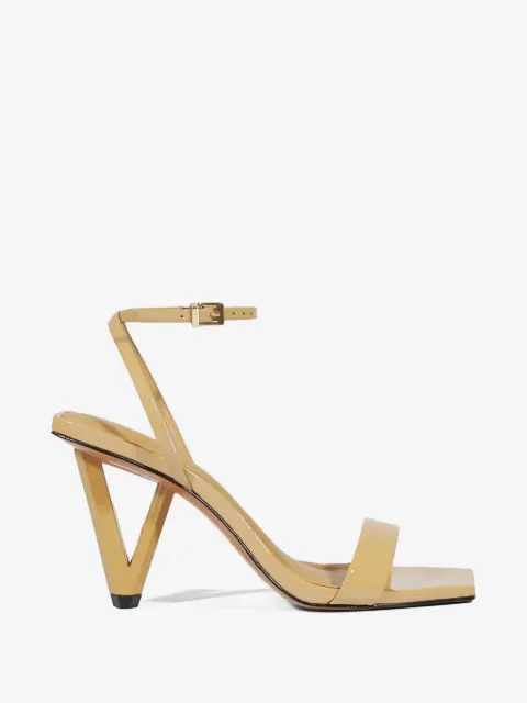Schutz patent-finish sculptural-heel sandals