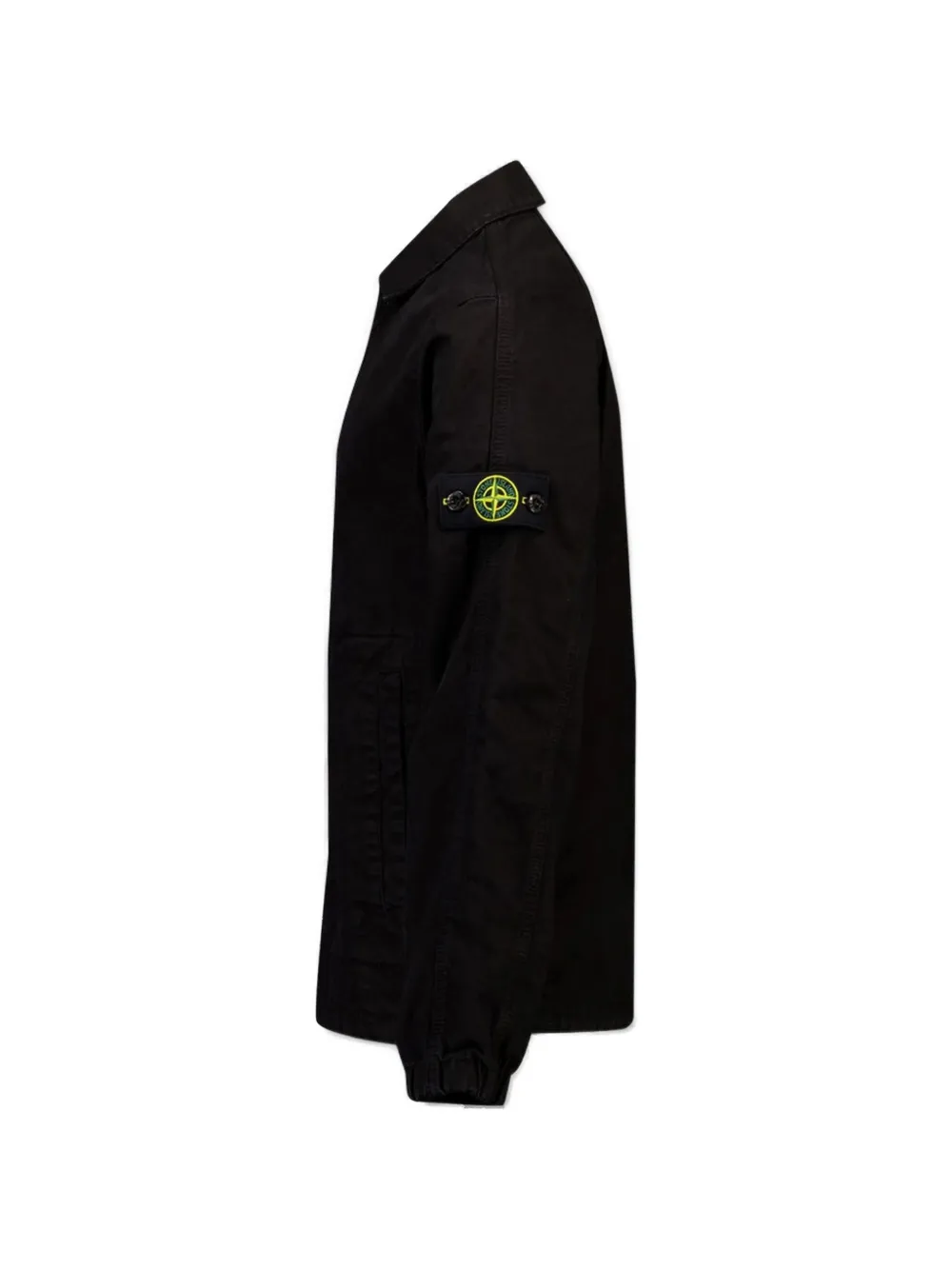 Stone Island Junior Button-up jack met Compass-logopatch Zwart