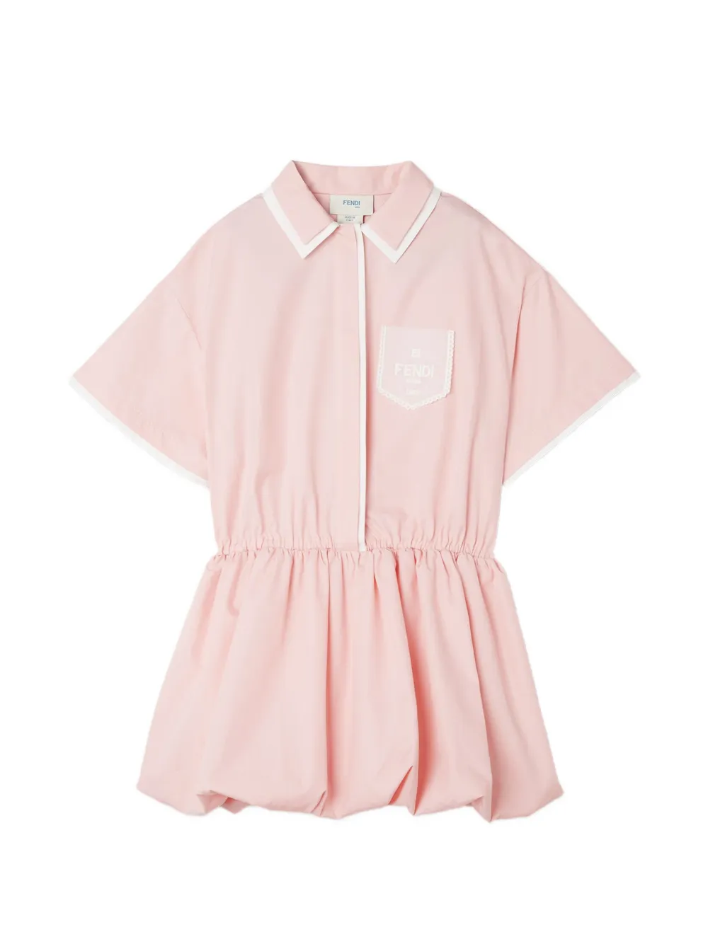 Fendi Kids logo-embroidered bubble-hem dress - Rosa