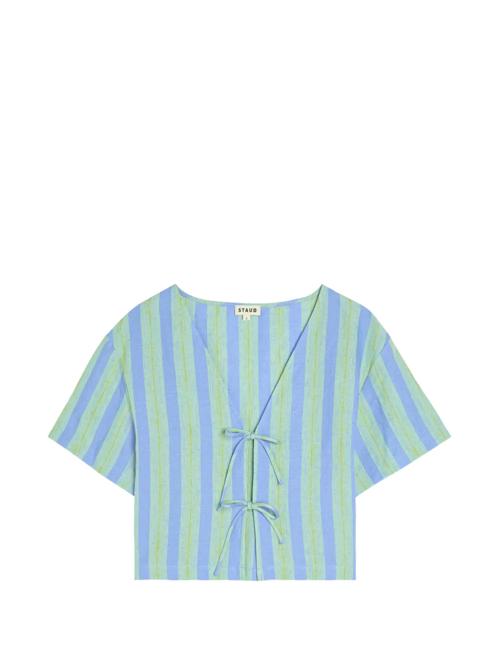 STAUD Ava striped tie-fastening top - Blu