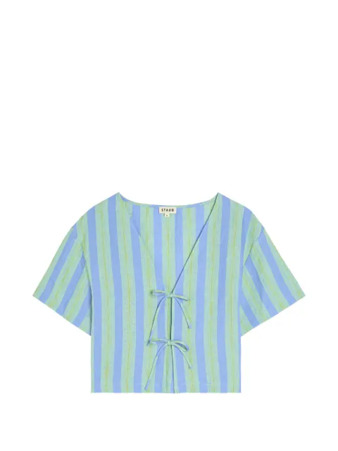 STAUD Ava striped tie-fastening top