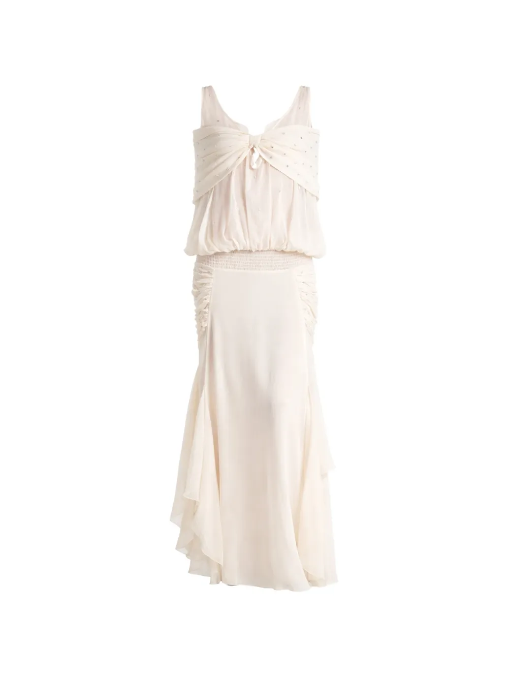 SIEDRES Blair crystal-embellished ruched dress - Toni neutri
