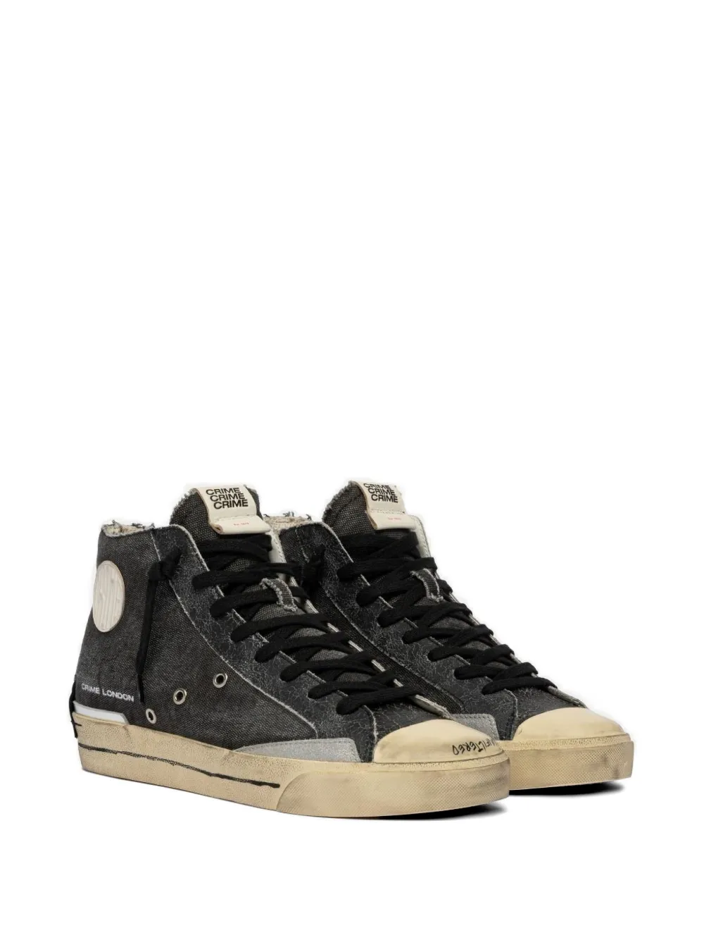 Crime London Recut High distressed-effect high-top sneakers Grijs