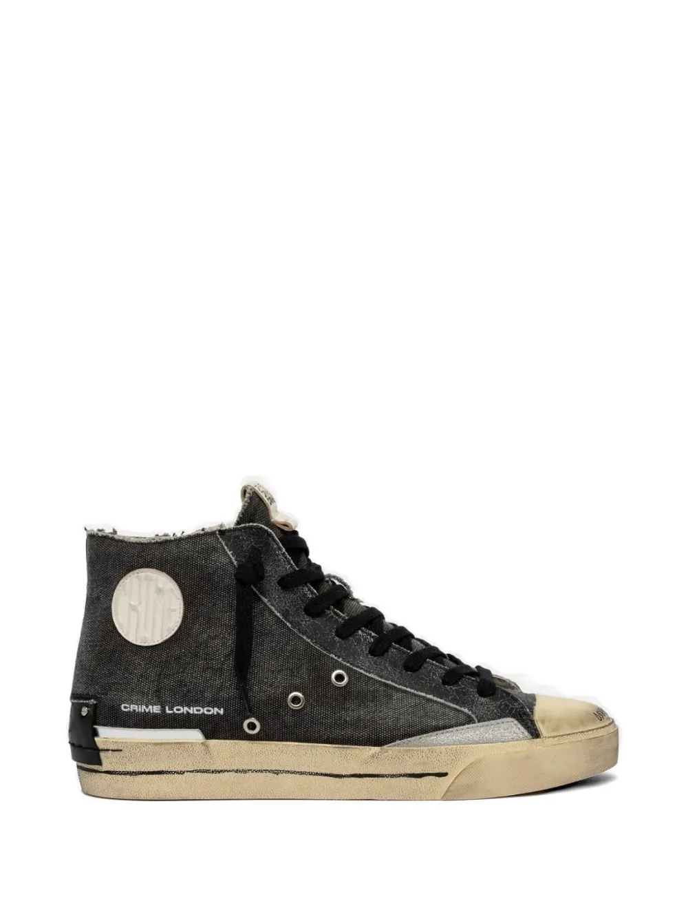 Crime London Recut High distressed-effect high-top sneakers Grijs