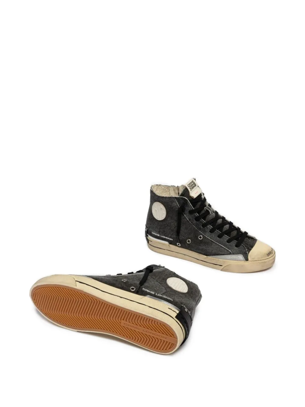 Crime London Recut High distressed-effect high-top sneakers Grijs