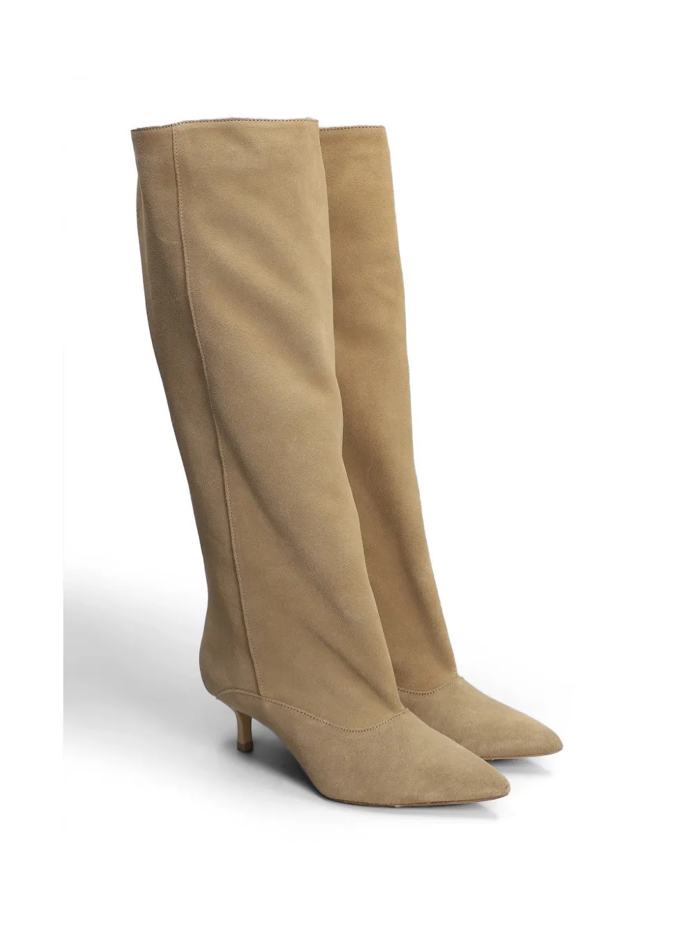 Gisel Moire Lory kitten-heel boots Beige