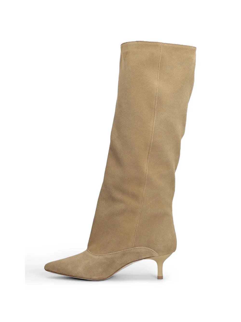 Gisel Moire Lory kitten-heel boots Beige