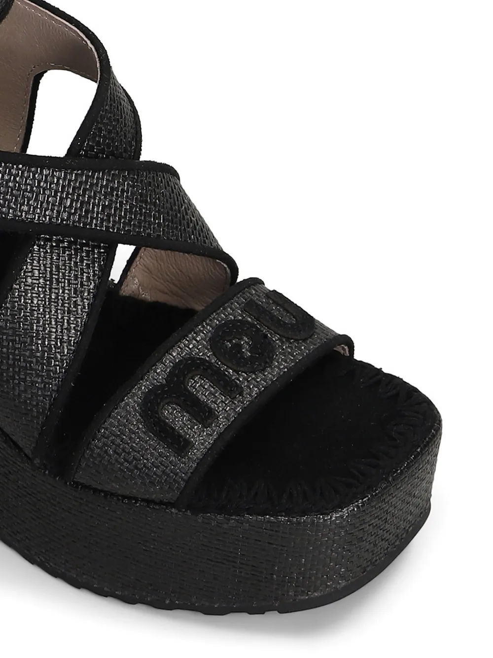 Mou cross-strap buckled sandals Zwart