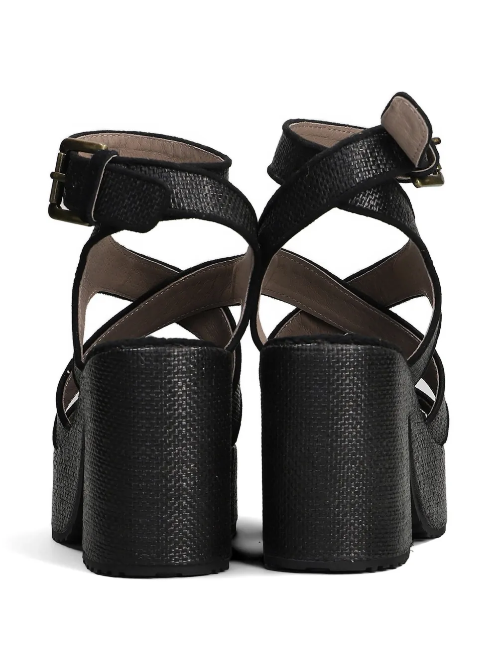Mou cross-strap buckled sandals Zwart