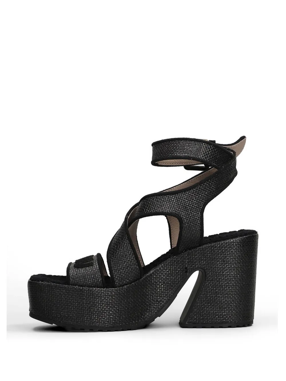 Mou cross-strap buckled sandals Zwart