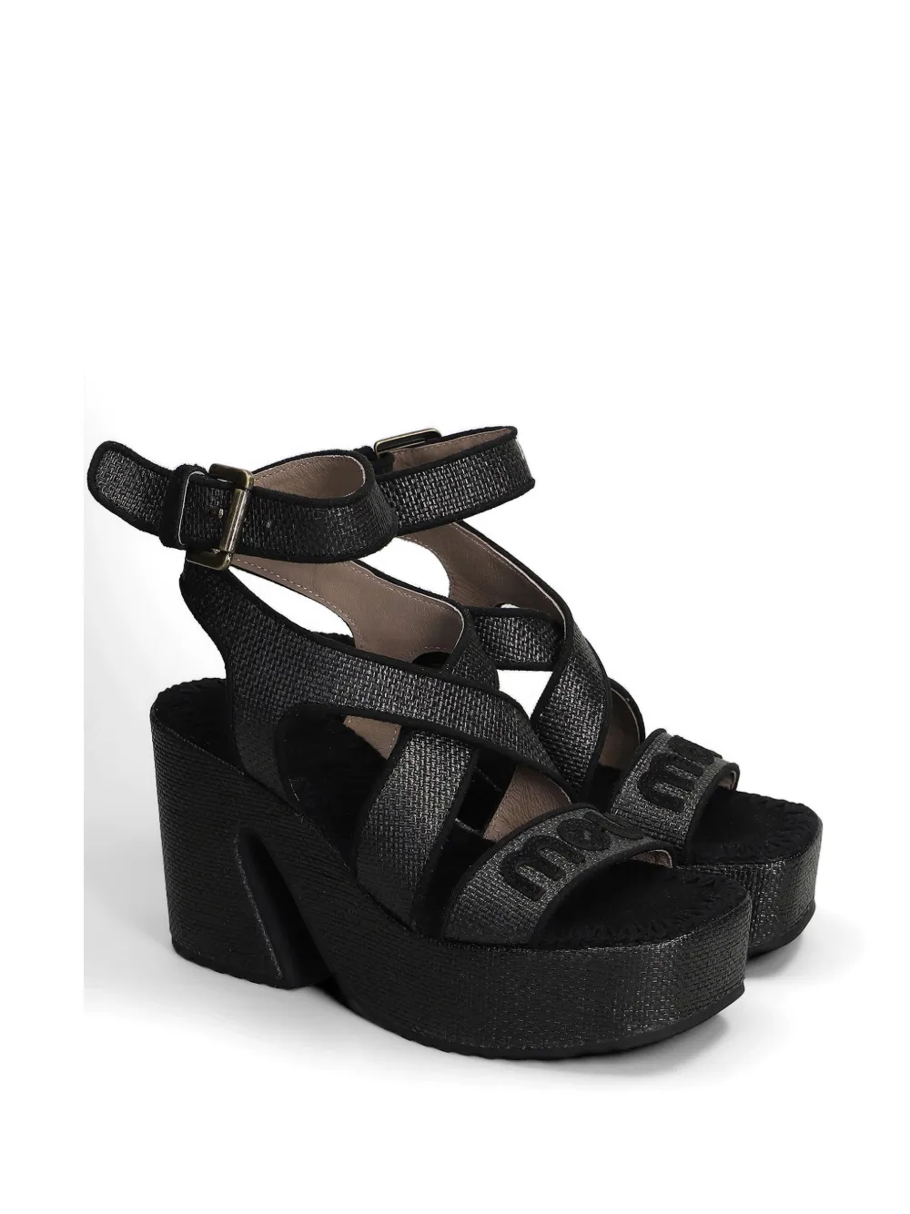 Mou cross-strap buckled sandals Zwart