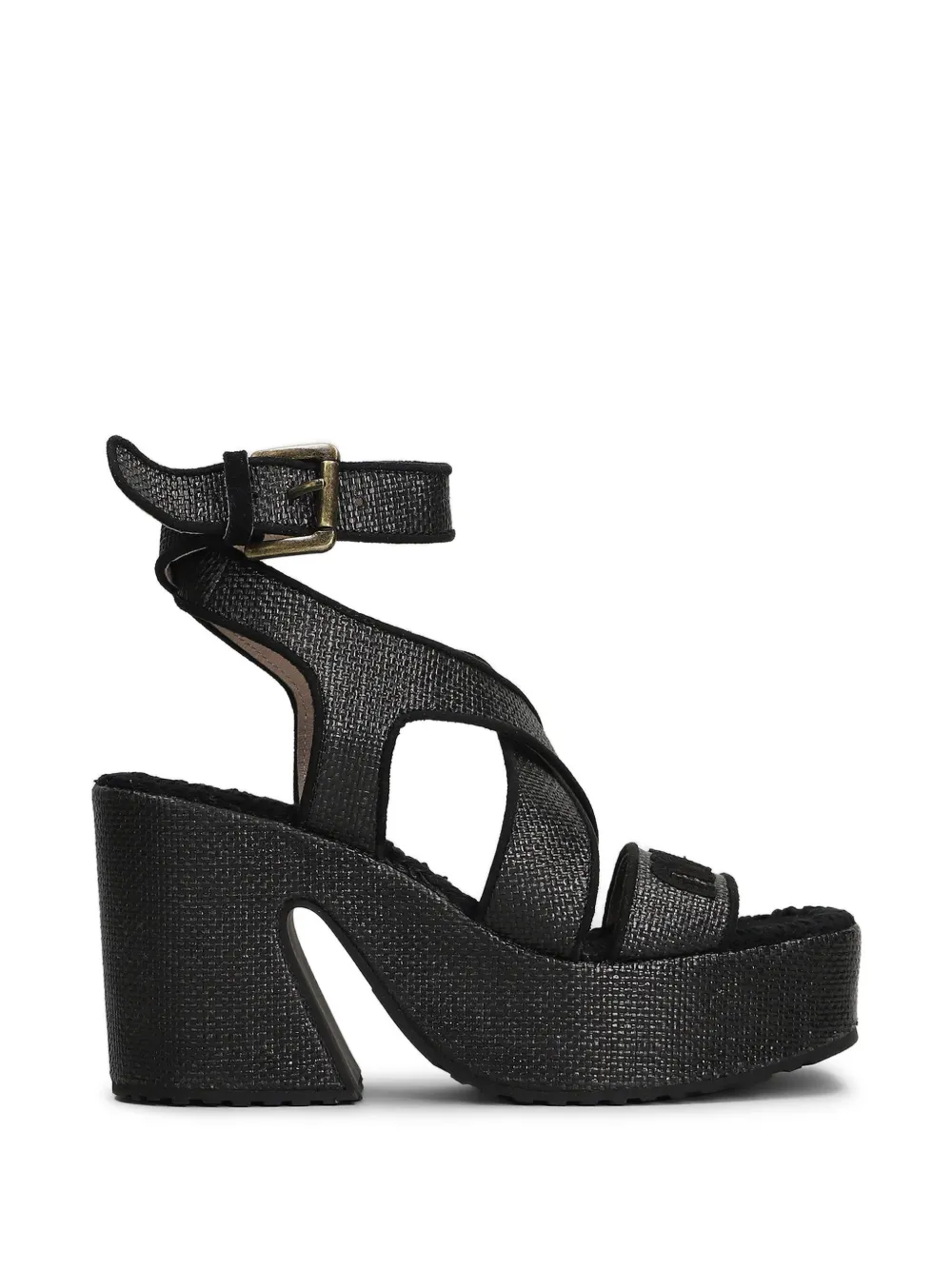 Mou cross-strap buckled sandals Zwart
