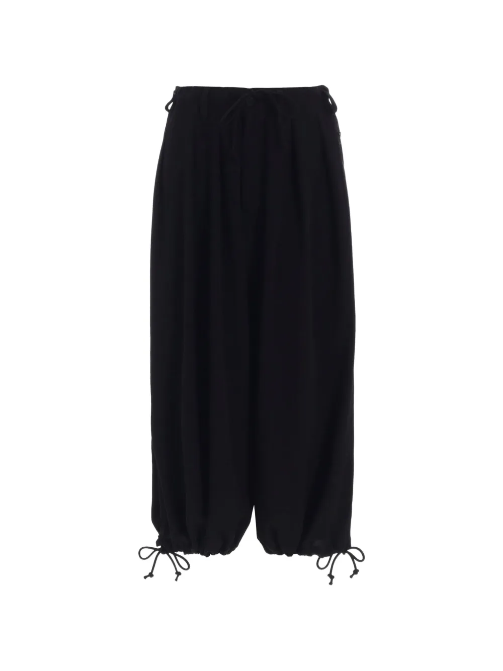 Yohji Yamamoto drawstring-hem pleated trousers - Nero