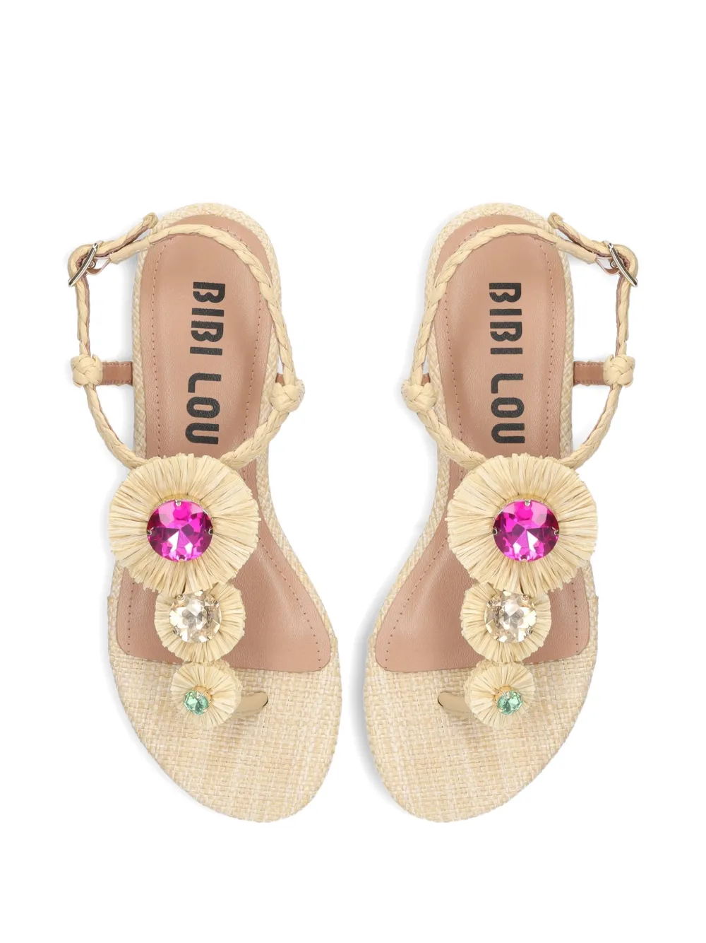 Bibi Lou Vavin crystal-embellished raffia sandals Beige