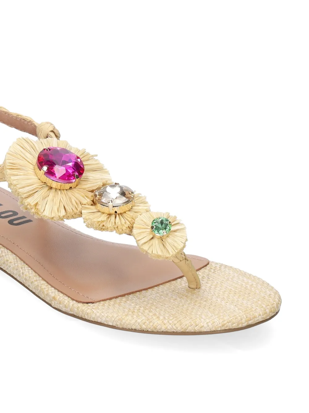 Bibi Lou Vavin crystal-embellished raffia sandals Beige