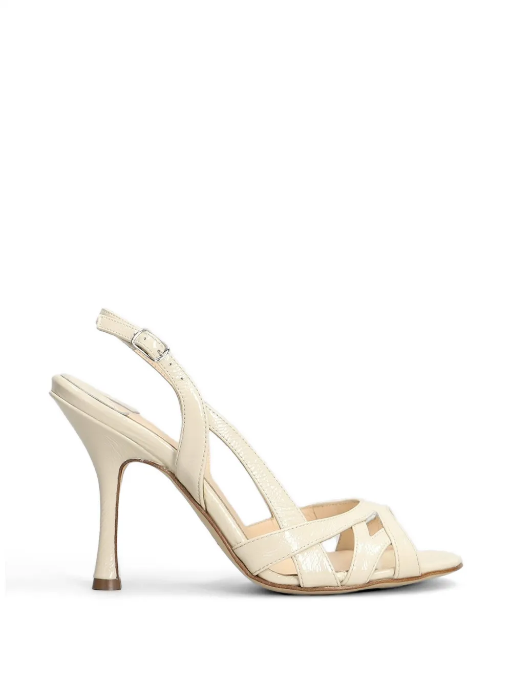Anna F. patent-finish slingback sandals Beige