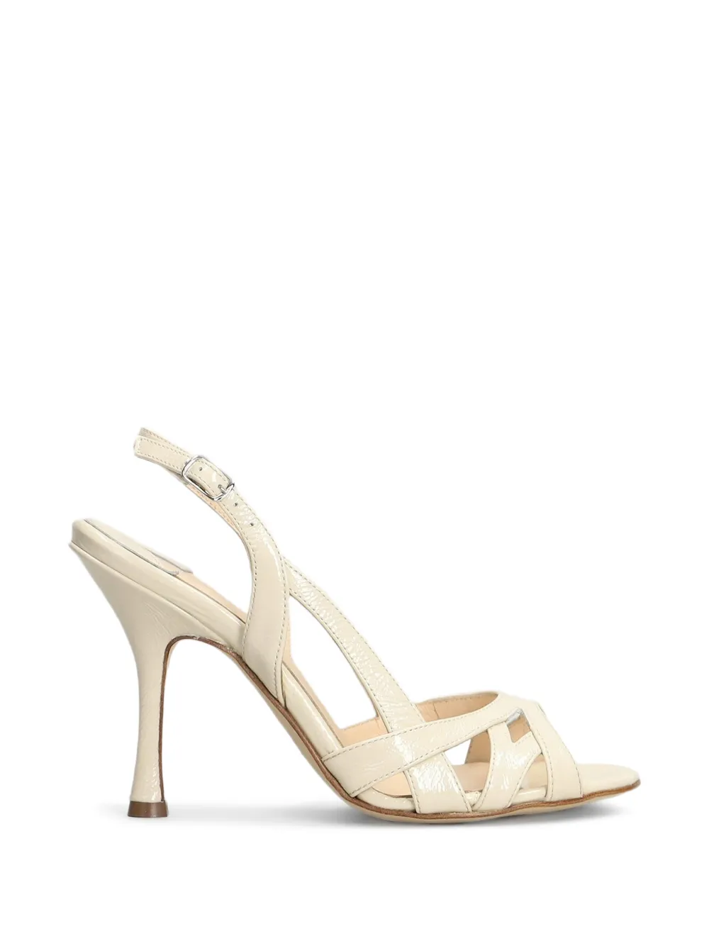 Anna F. patent-finish slingback sandals Beige
