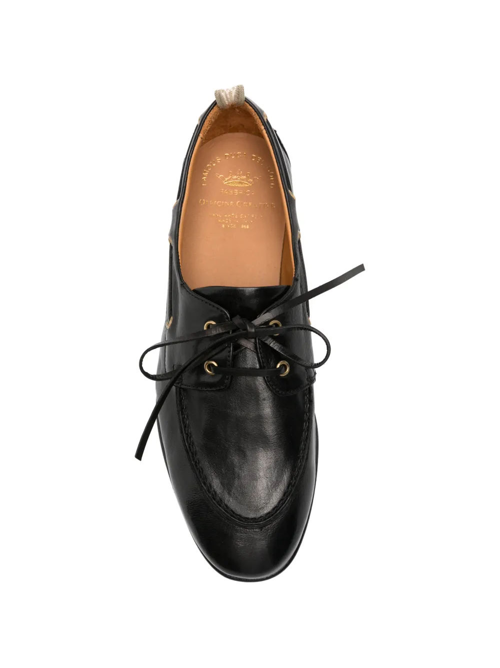 Officine Creative Twist 001 lace-up leather boat shoes Zwart