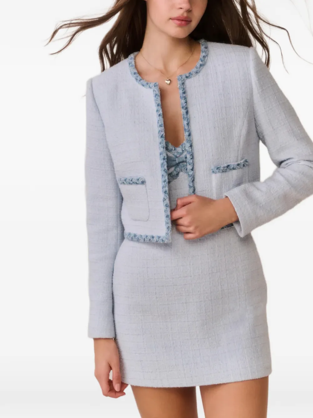  Loveshackfancy Chaqueta Azula Con Ribete Vaquero 