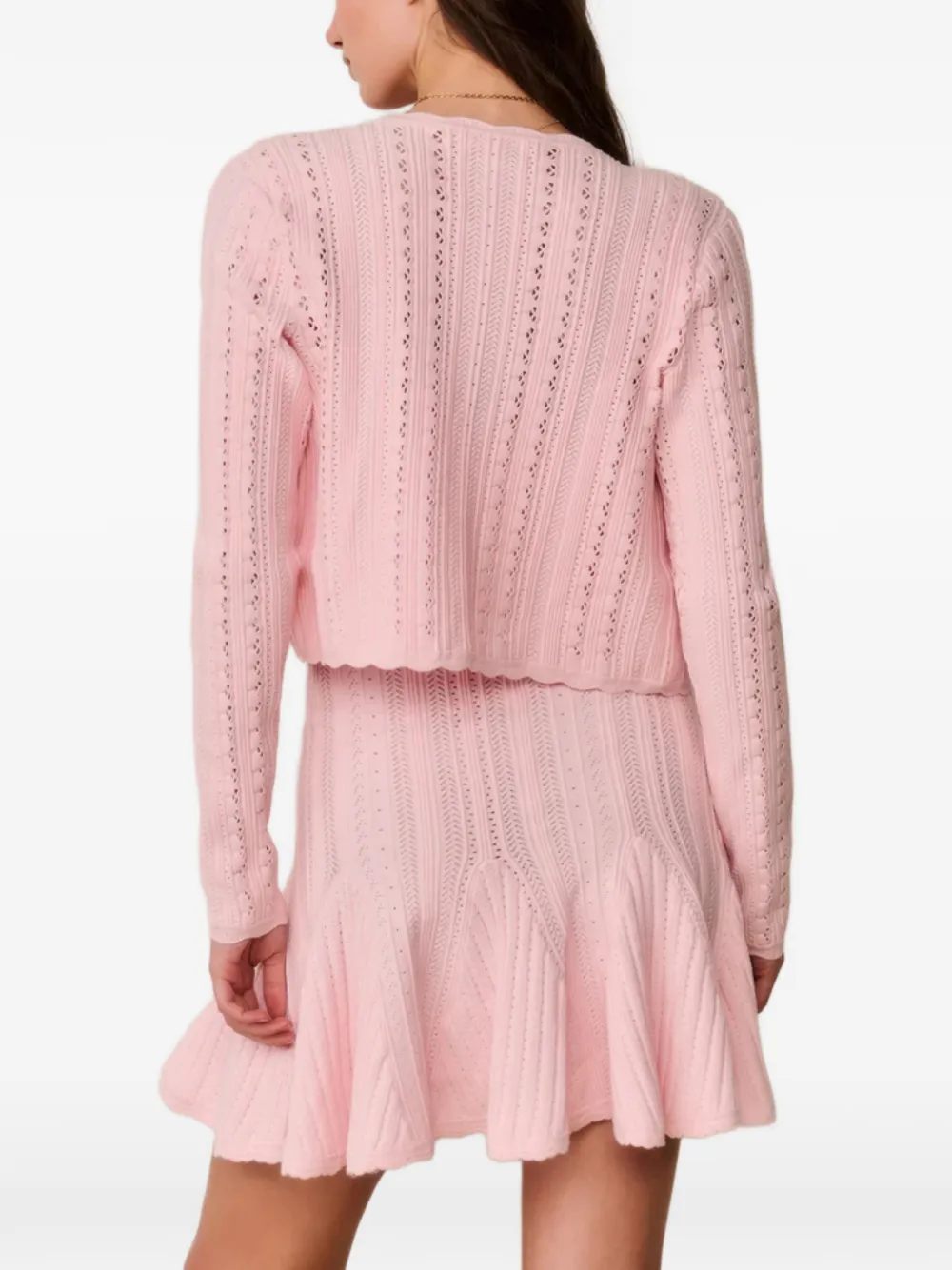 LoveShackFancy Pointelle gebreid vest met gewelfde afwerking Roze