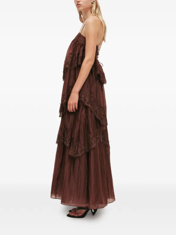 aje brown ruffle dress Ophelia Lace Gown In Colour Chocolate Size 10 - Women’s Designer Dresses