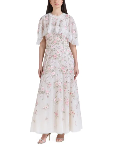 Needle & Thread Eden floral-embroidered ruffled maxi dress