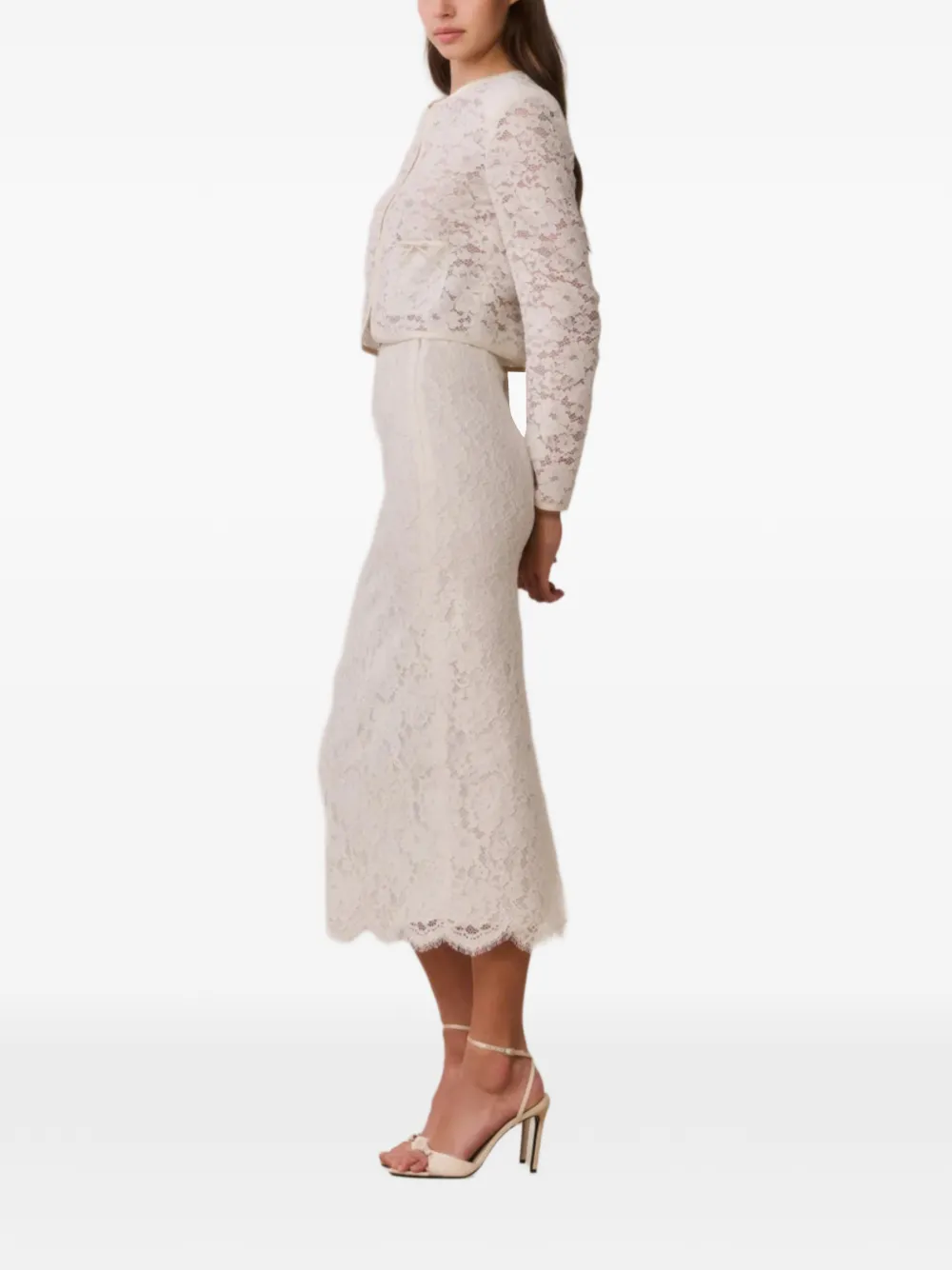 LoveShackFancy Ilse midi-rok met gewelfde afwerking Wit