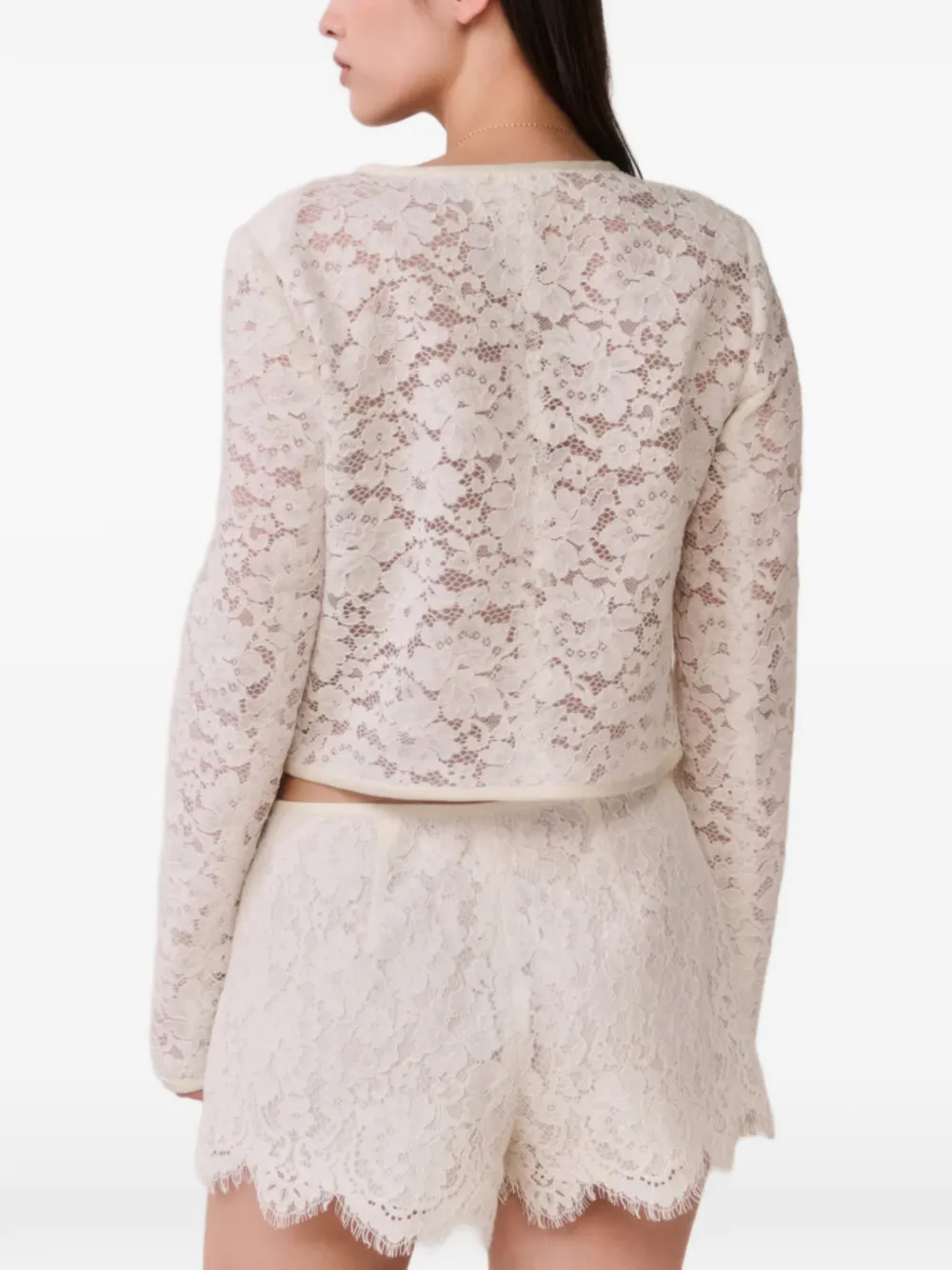 LoveShackFancy Jack met strikdetail en bloemenkant Wit