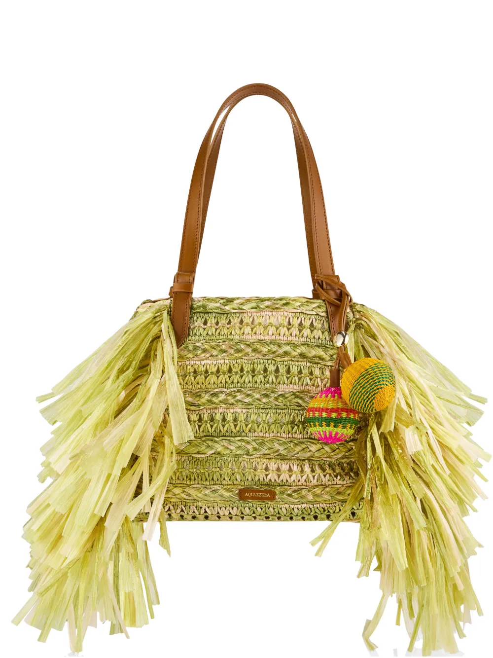 Aquazzura Trancoso fringe-trimmed tote bag - Verde