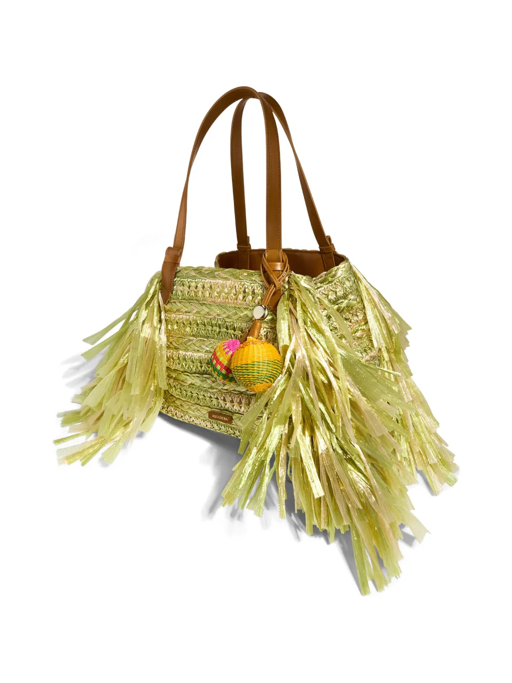 Aquazzura Trancoso shopper met franje afwerking Groen