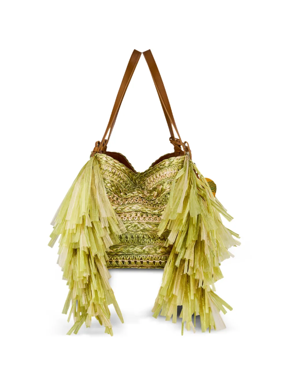 Aquazzura Trancoso shopper met franje afwerking Groen