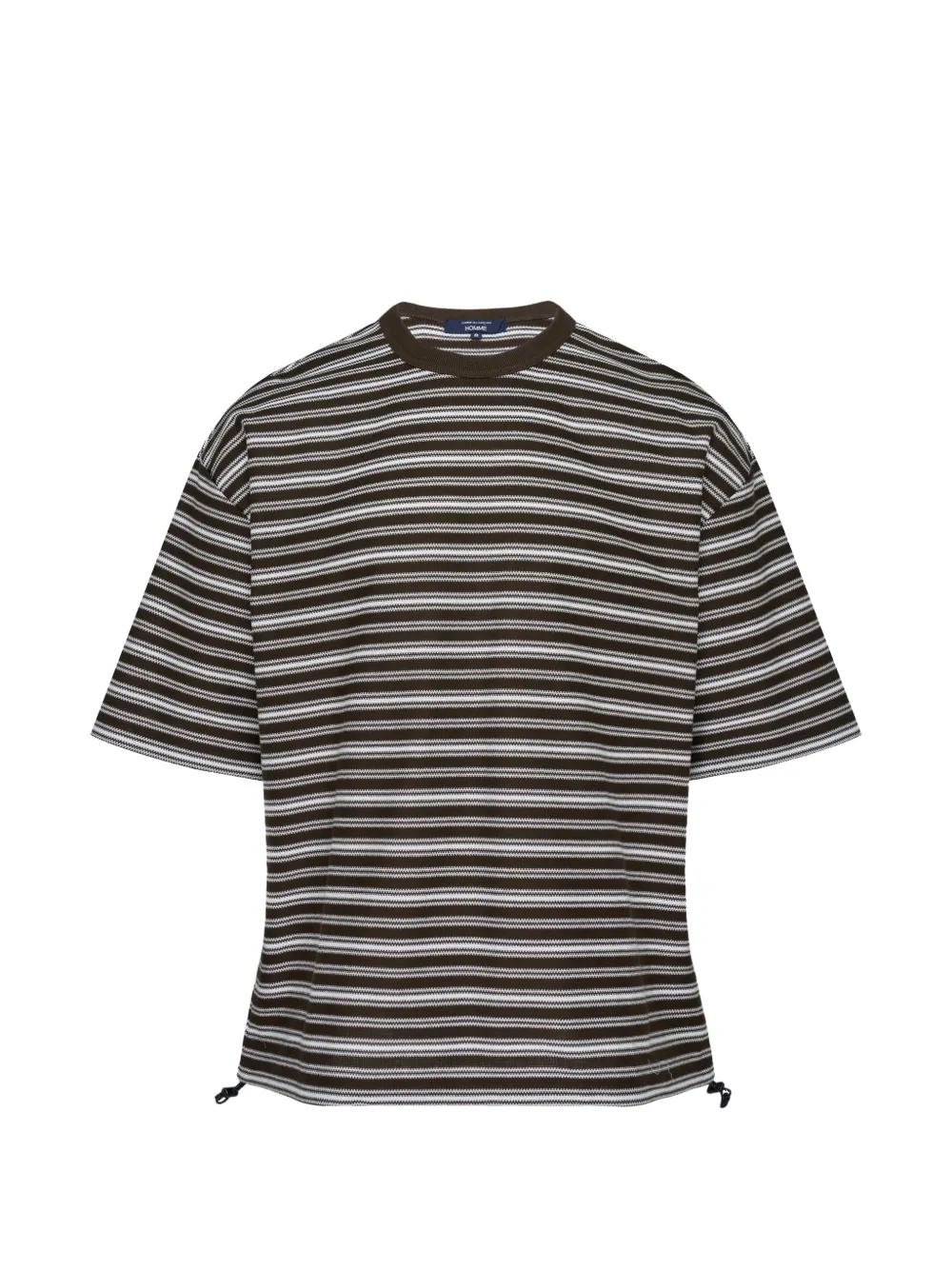 Comme des Garçons Homme striped-pattern drawstring-hem T-shirt - Braun