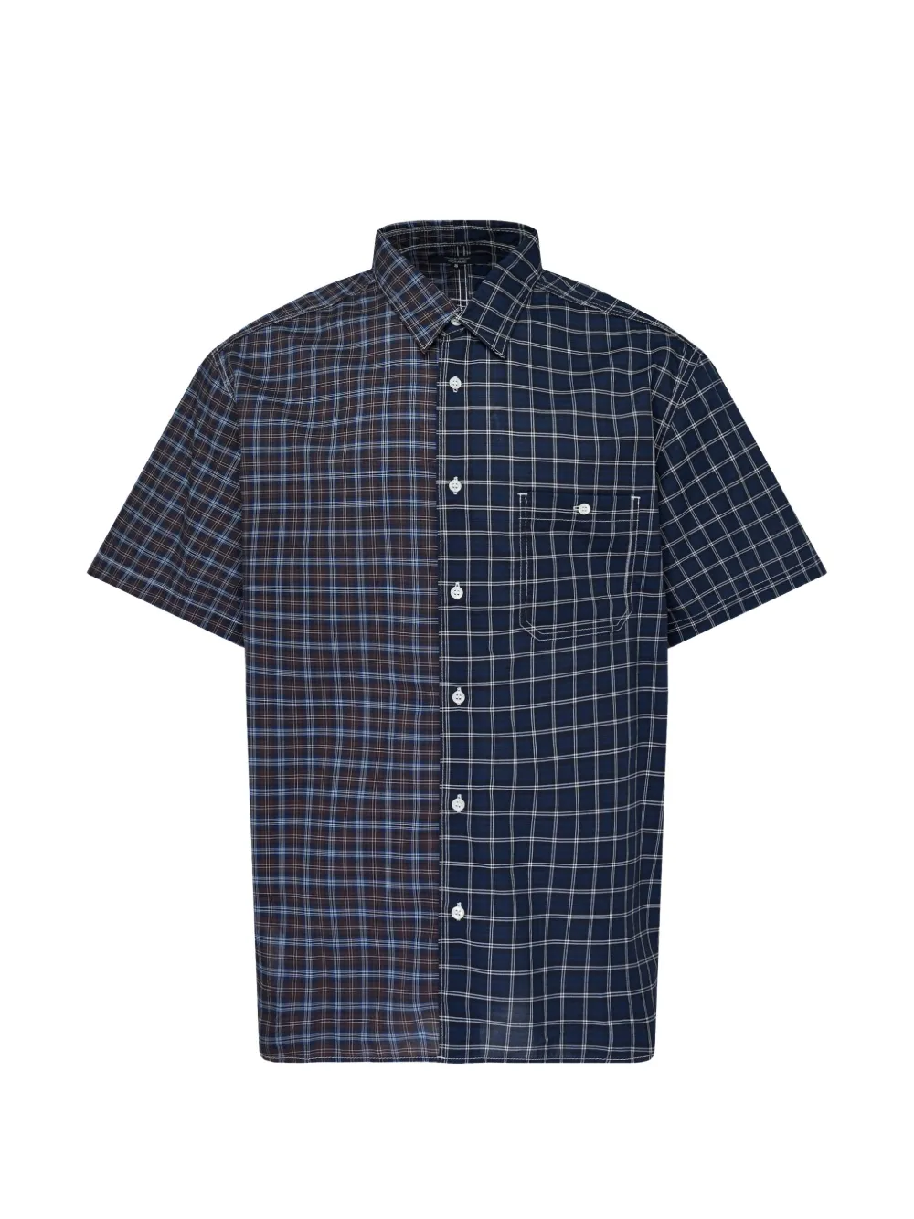 Comme des Garçons Homme check-print panelled short-sleeve shirt - Blu