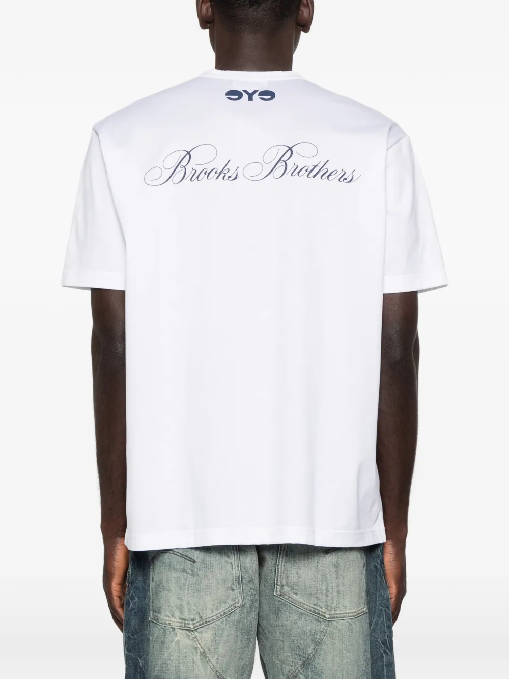 Junya Watanabe MAN Brooks Brothers T-shirt met logo-print Wit