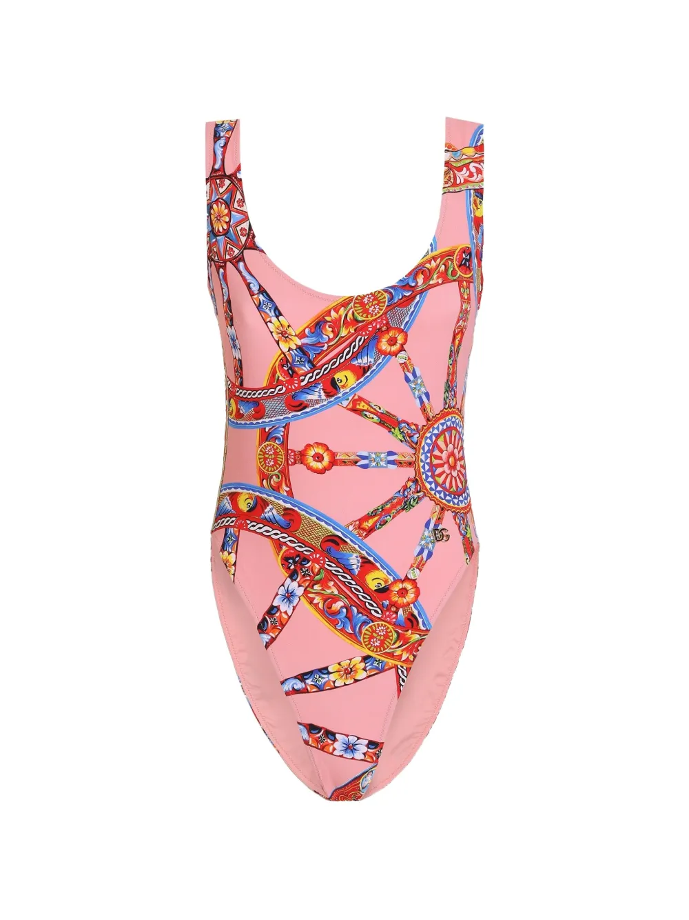 Dolce & Gabbana Carreto-print one-piece swimsuit - Rosa
