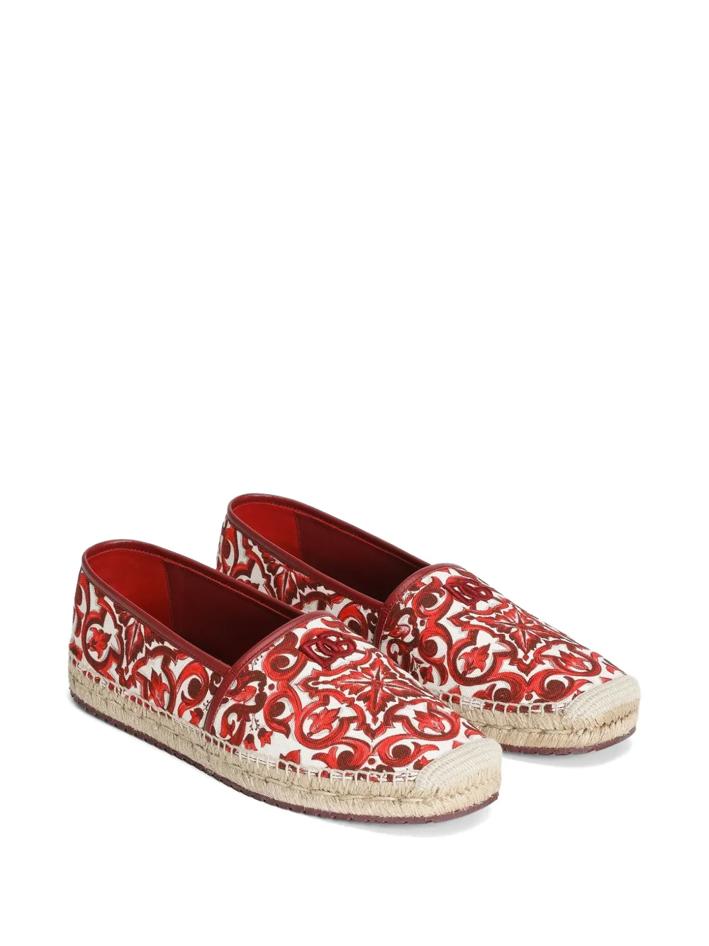 Dolce & Gabbana Canvas espadrilles met Majolica-print Rood
