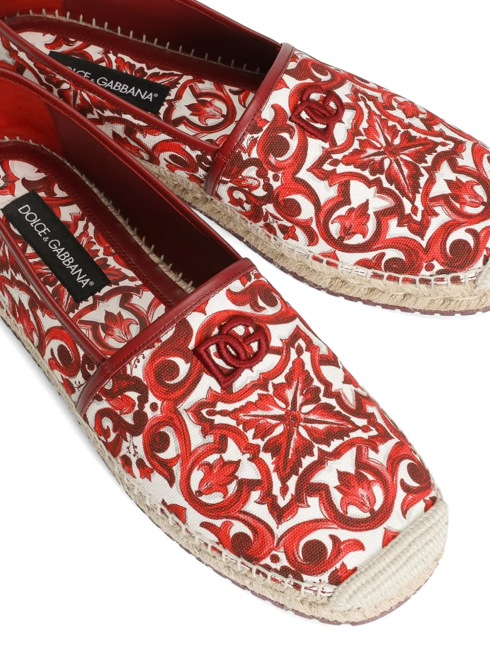 Dolce & Gabbana Canvas espadrilles met Majolica-print Rood
